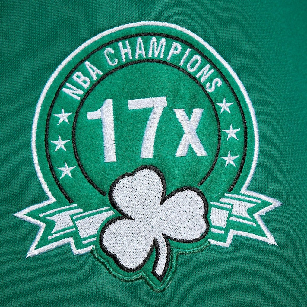 Boston Celtics Chainstitch Applique Vintage Heavyweight Pullover Hoodie - Kelly Green for sale