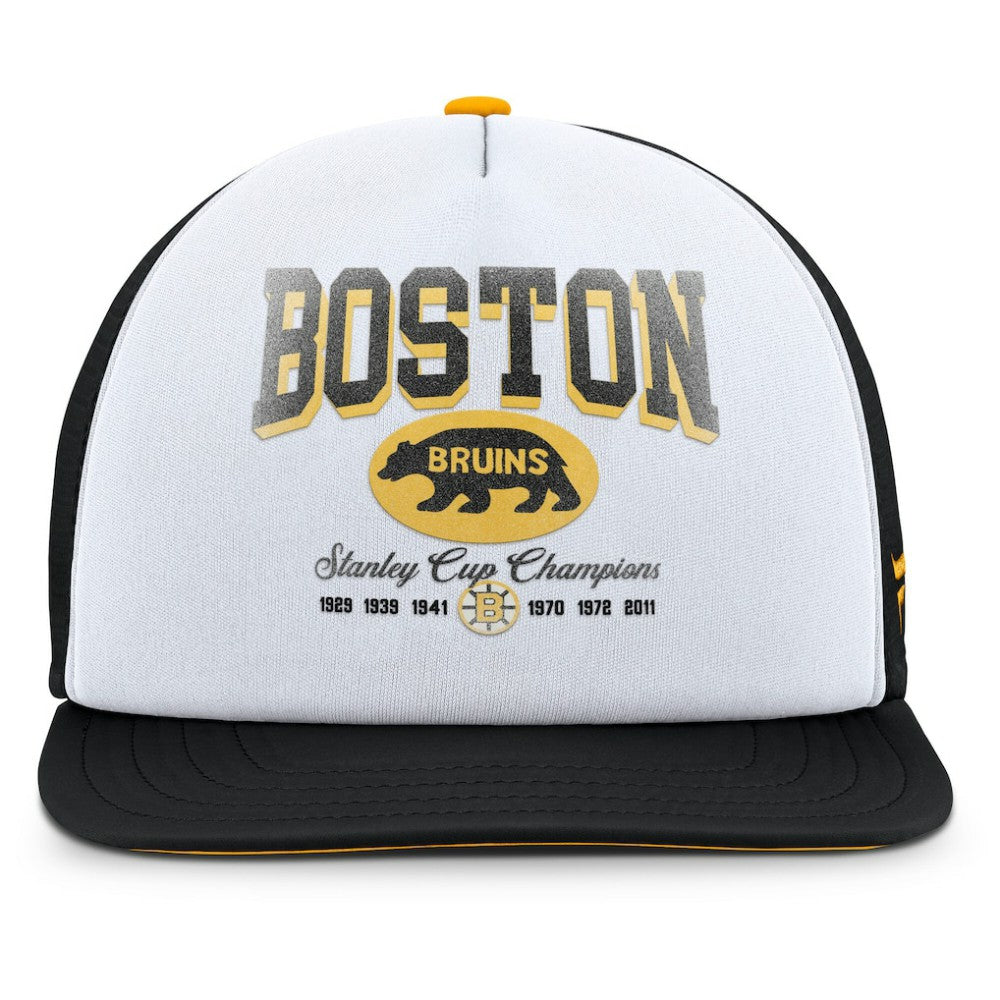 Boston Bruins Fanatics Decades Collection Foam Front Snapback Hat - White/Black Hats