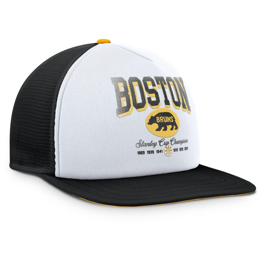 Boston Bruins Fanatics Decades Collection Foam Front Snapback Hat - White/Black Hats