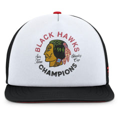 Chicago Blackhawks Fanatics Decades Collection Foam Front Snapback Hat - White/Black Hats
