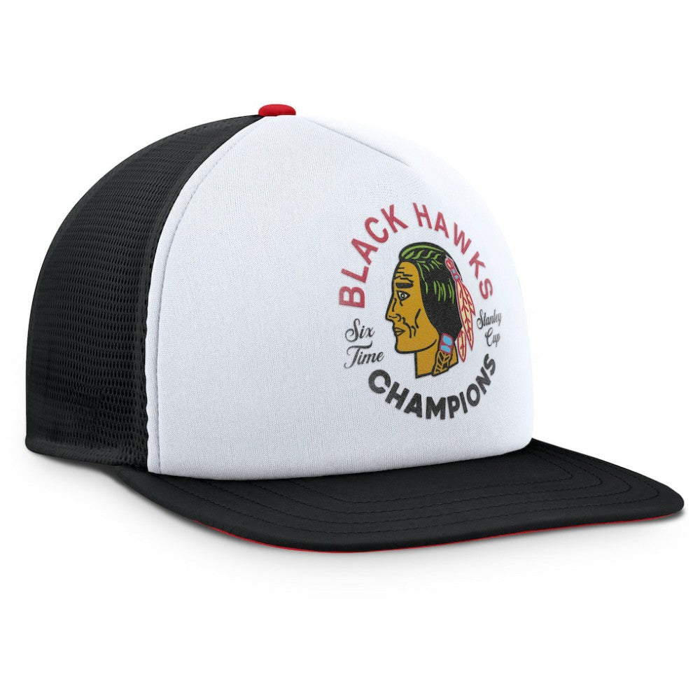 Chicago Blackhawks Fanatics Decades Collection Foam Front Snapback Hat - White/Black Hats