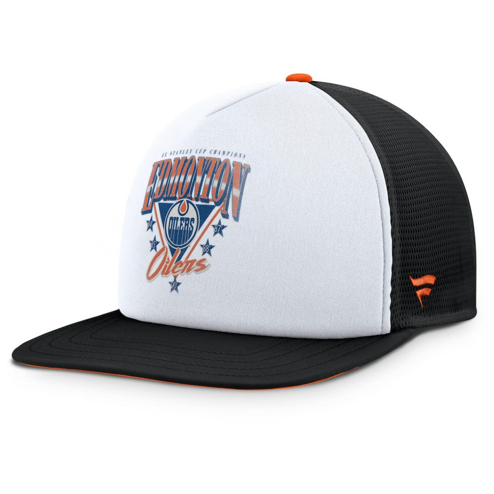 Edmonton Oilers Fanatics Decades Collection Foam Front Snapback Hat - White/Black Hats