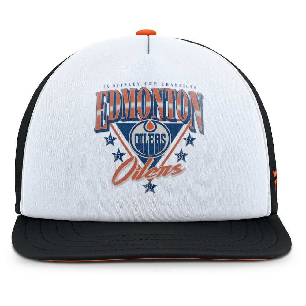Edmonton Oilers Fanatics Decades Collection Foam Front Snapback Hat - White/Black Hats