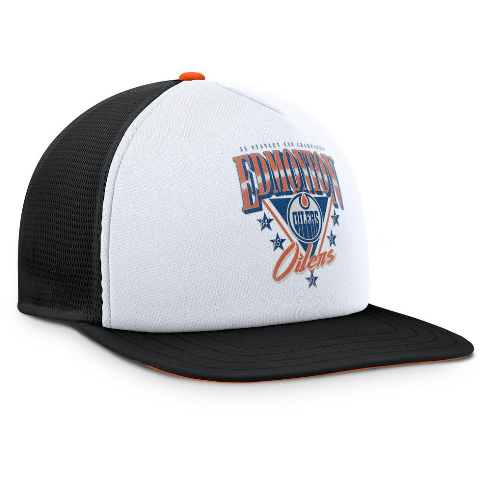 Edmonton Oilers Fanatics Decades Collection Foam Front Snapback Hat - White/Black Hats