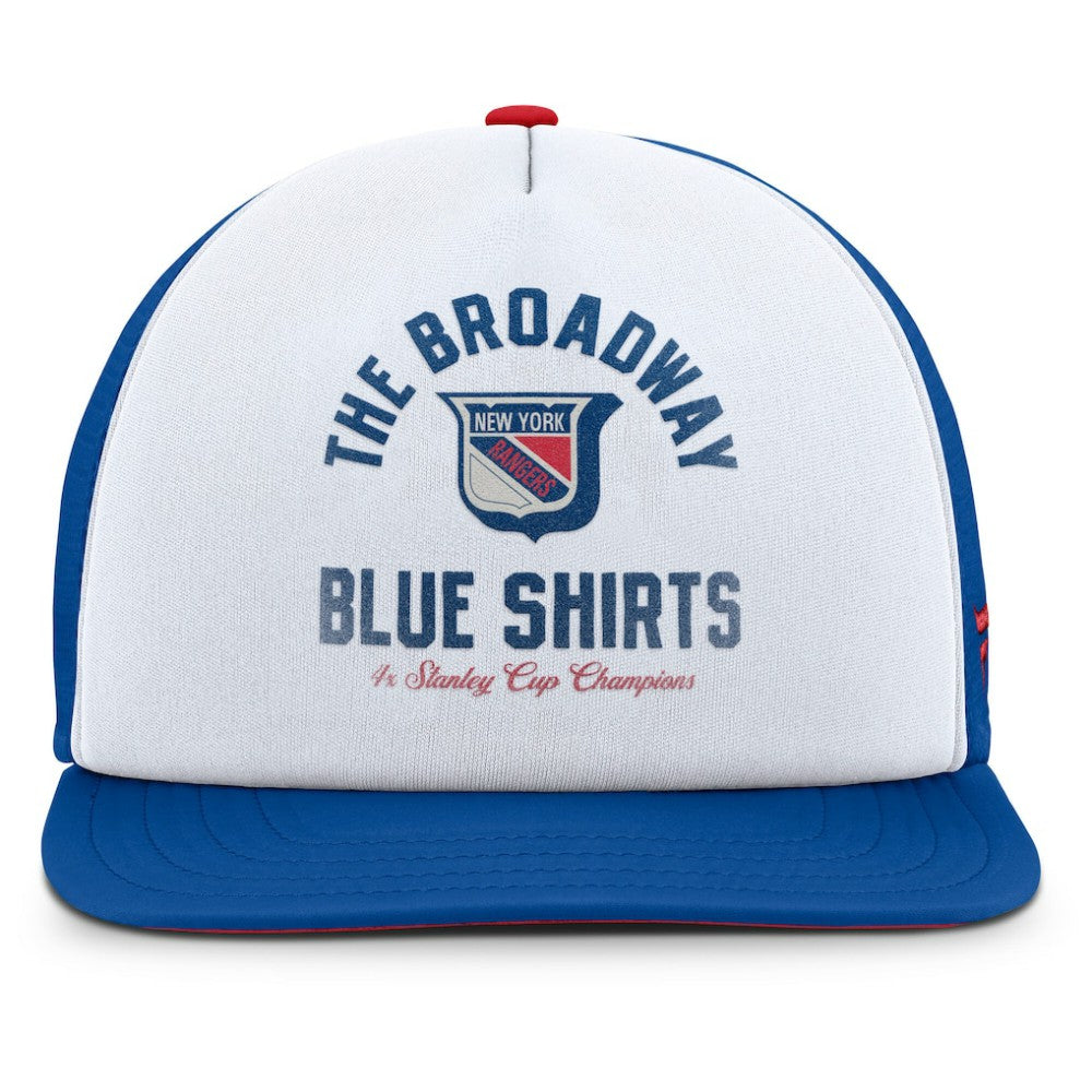 New York Rangers Fanatics Decades Collection Foam Front Snapback Hat - White/Royal Hats