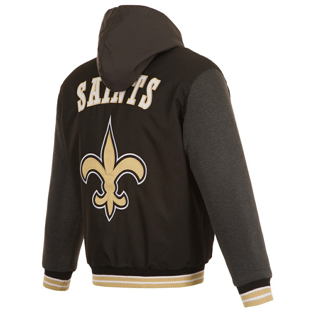 New Orleans Saints JH Design Reversible Twill Hoodie Full-Zip Jacket - Black online