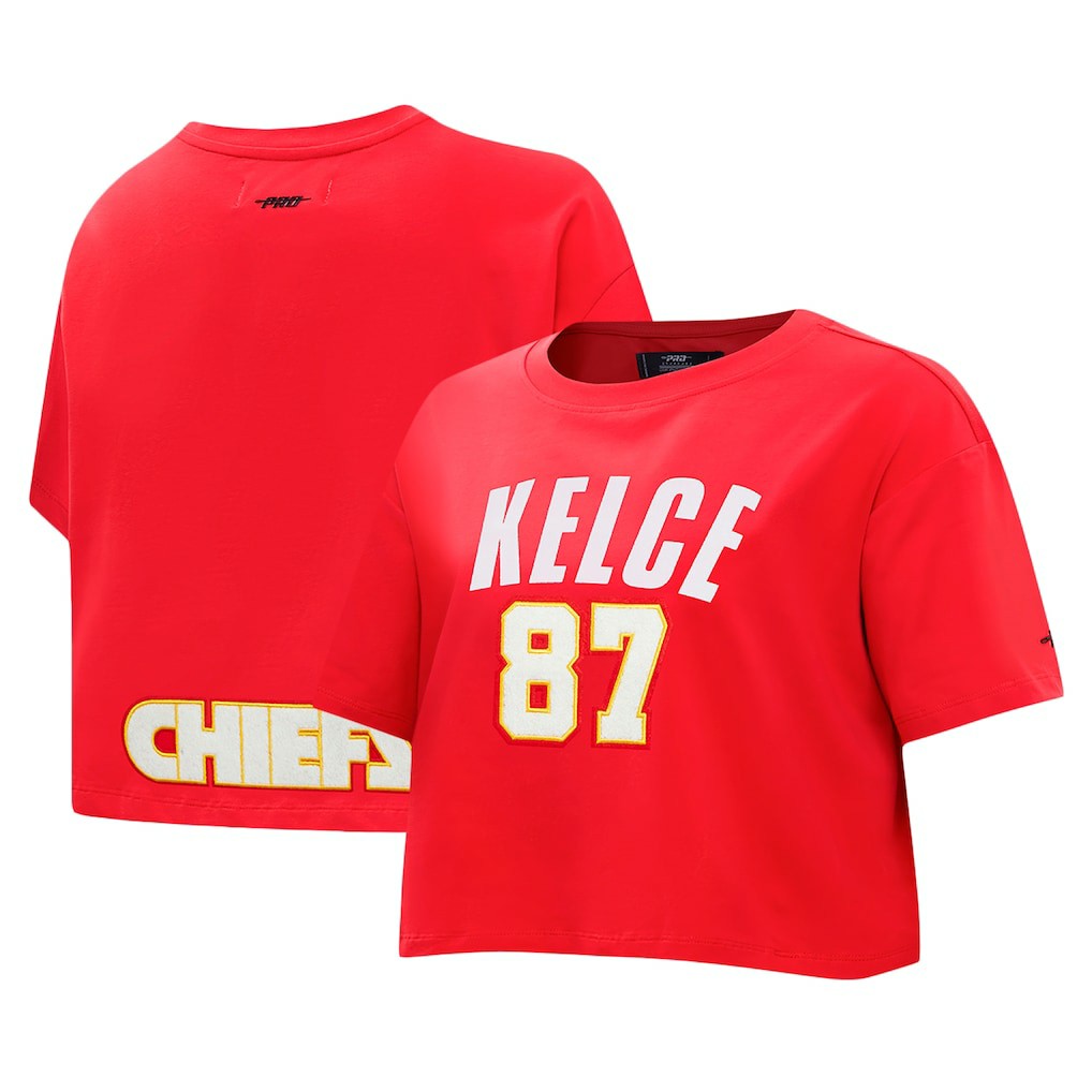 Travis Kelce Kansas City Chiefs Pro Standard Women's Player Name & Number Cropped Boxy T-Shirt - Red cheap