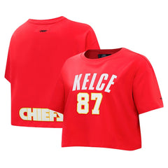 Travis Kelce Kansas City Chiefs Pro Standard Women's Player Name & Number Cropped Boxy T-Shirt - Red cheap