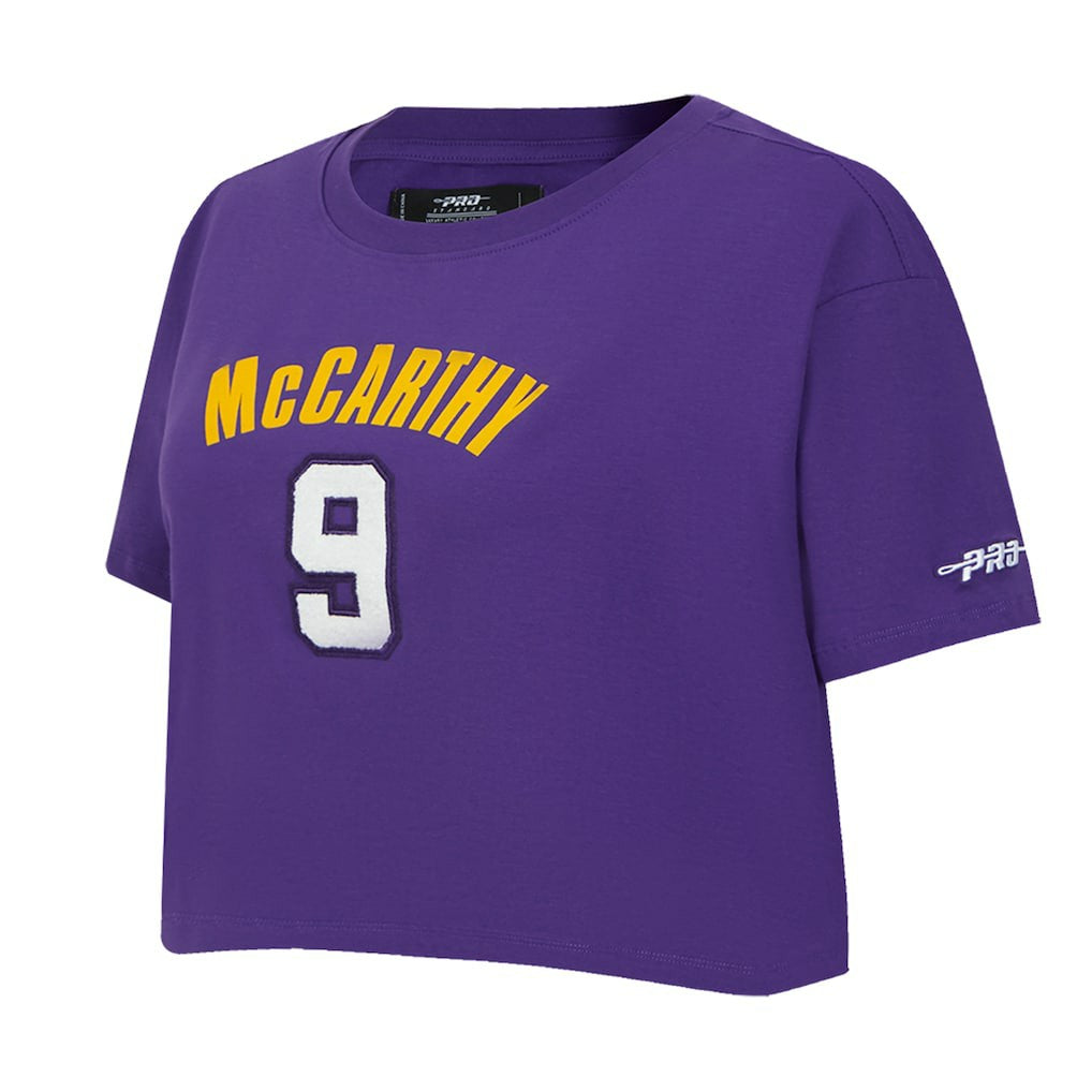 J.J. McCarthy Minnesota Vikings Pro Standard Women's Player Name & Number Cropped Boxy T-Shirt - Purple online