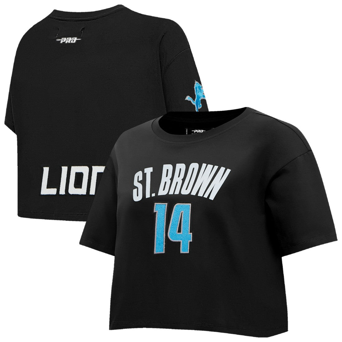 Amon-Ra St. Brown Detroit Lions Pro Standard Women's Player Name & Number Cropped Boxy T-Shirt - Black on sale