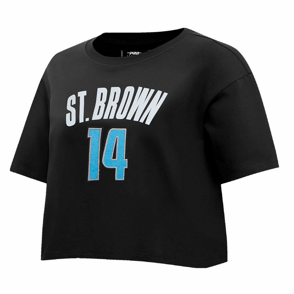 Amon-Ra St. Brown Detroit Lions Pro Standard Women's Player Name & Number Cropped Boxy T-Shirt - Black on sale