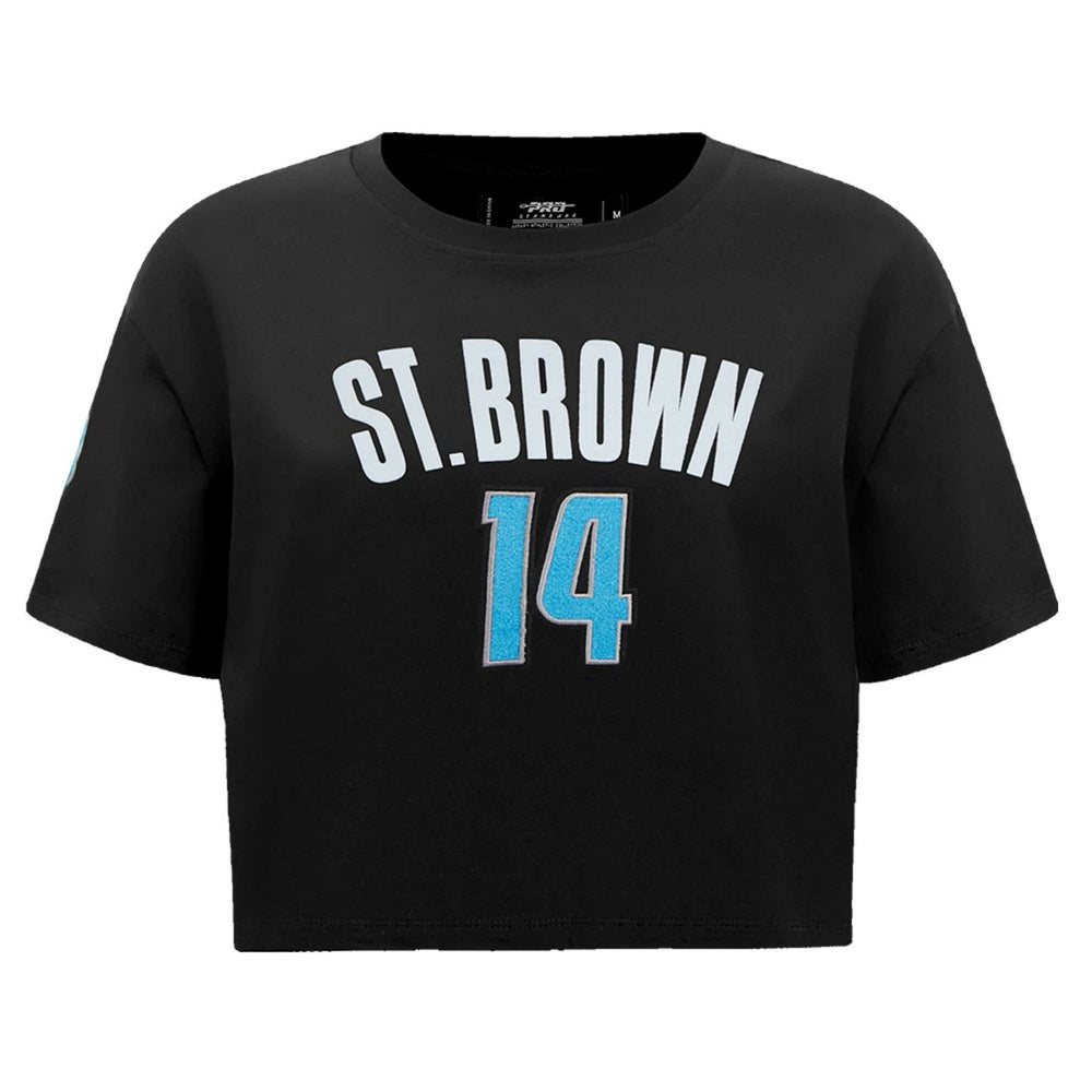 Amon-Ra St. Brown Detroit Lions Pro Standard Women's Player Name & Number Cropped Boxy T-Shirt - Black on sale