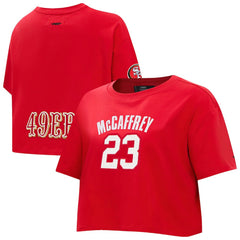 Christian McCaffrey San Francisco 49ers Pro Standard Women's Player Name & Number Cropped Boxy T-Shirt - Scarlet sale