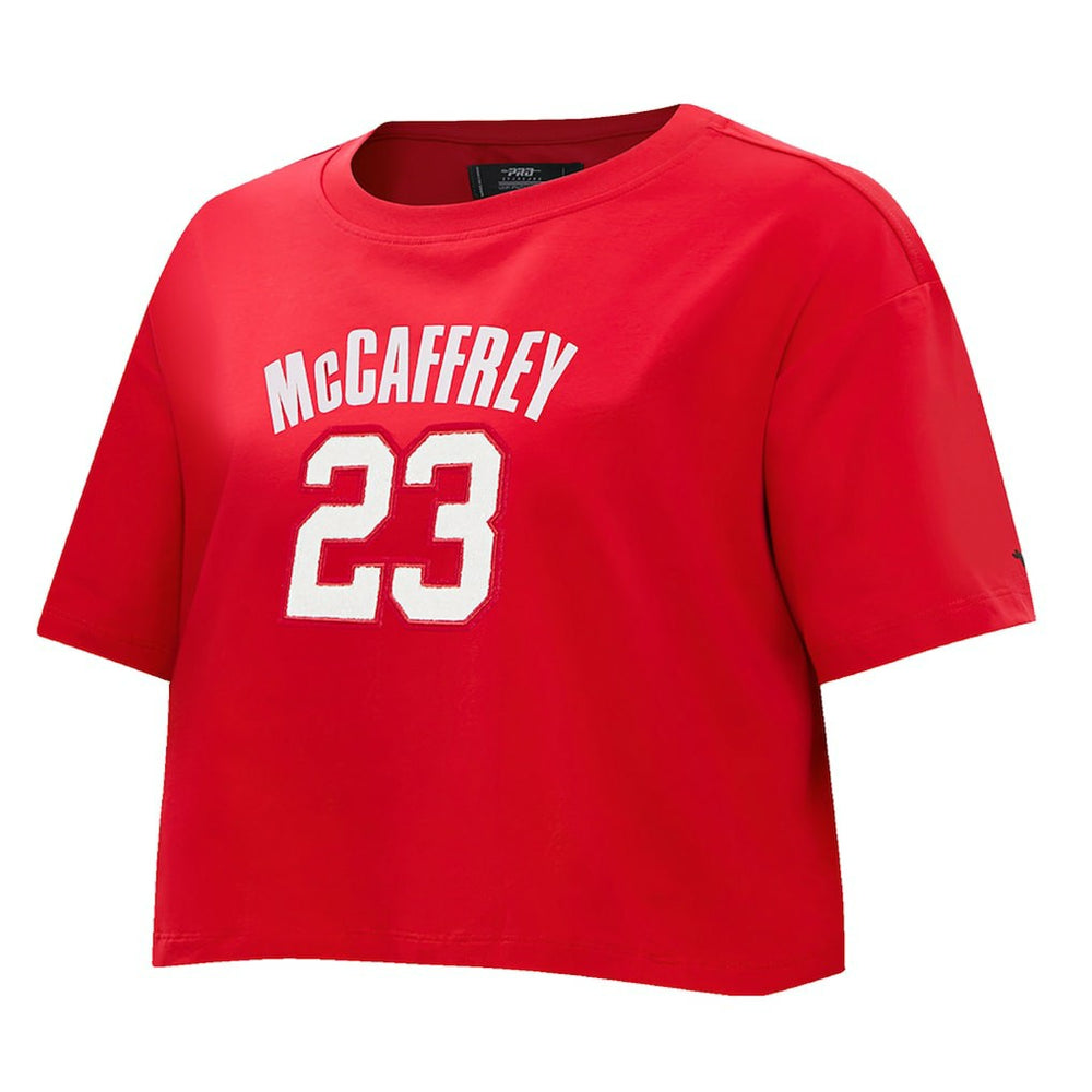 Christian McCaffrey San Francisco 49ers Pro Standard Women's Player Name & Number Cropped Boxy T-Shirt - Scarlet sale