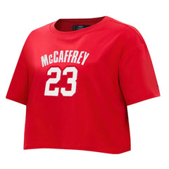 Christian McCaffrey San Francisco 49ers Pro Standard Women's Player Name & Number Cropped Boxy T-Shirt - Scarlet sale