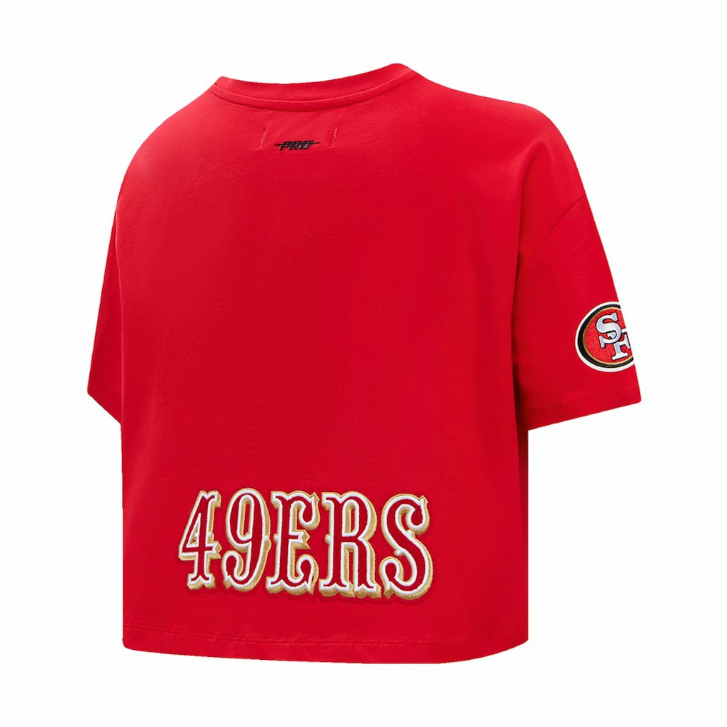 Christian McCaffrey San Francisco 49ers Pro Standard Women's Player Name & Number Cropped Boxy T-Shirt - Scarlet sale