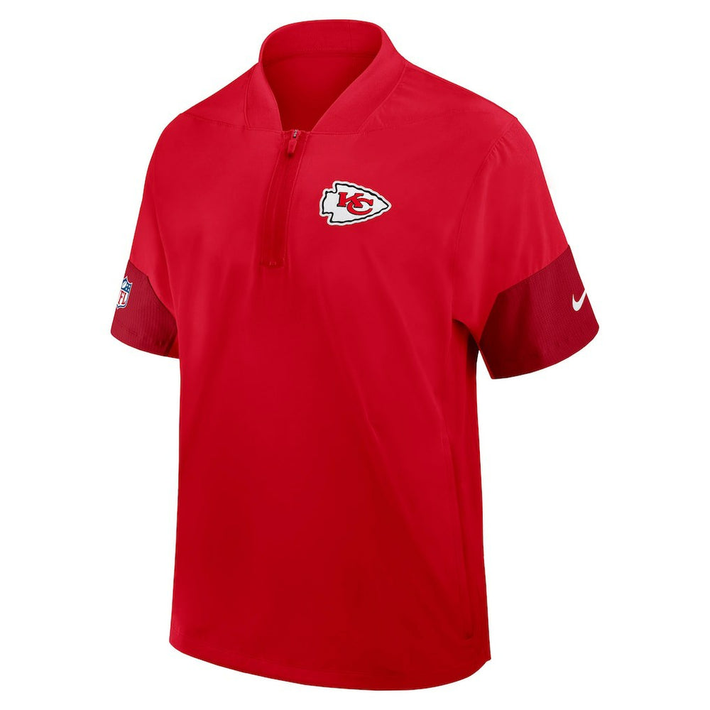 Kansas City Chiefs Sideline Short Sleeve Quarter-Zip Dri-FIT Coach Jacket - Red cheap