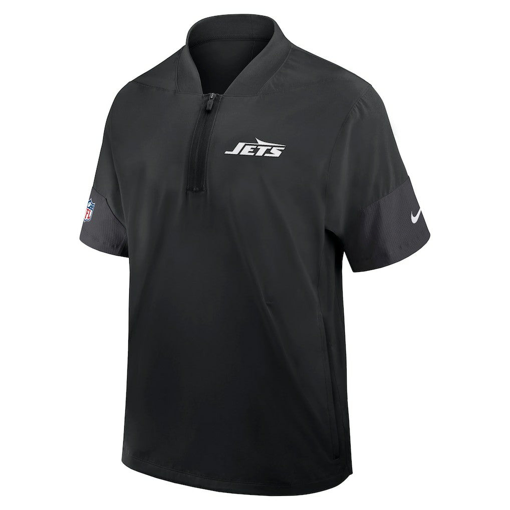 New York Jets Sideline Short Sleeve Quarter-Zip Dri-FIT Coach Jacket - Black online