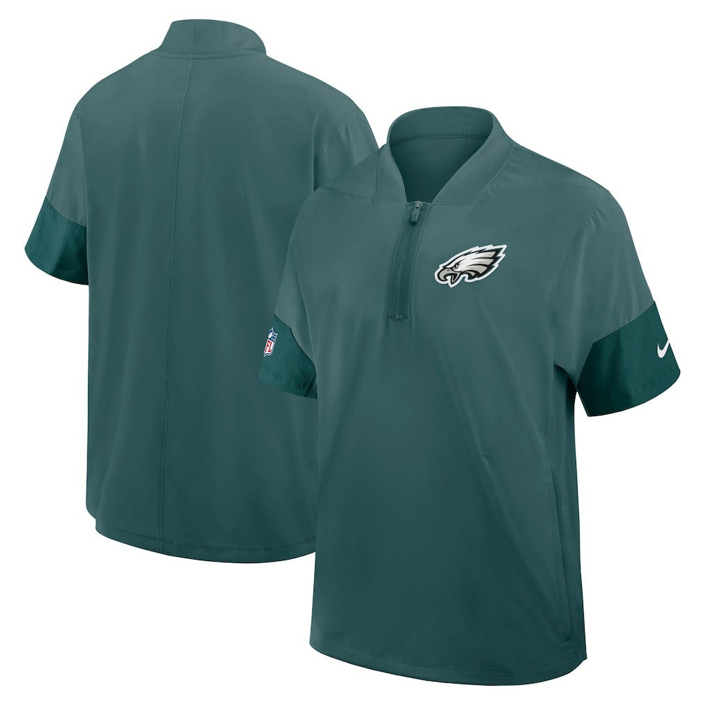 Philadelphia Eagles Sideline Short Sleeve Quarter-Zip Dri-FIT Coach Jacket - Midnight Green on sale