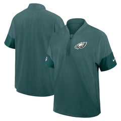 Philadelphia Eagles Sideline Short Sleeve Quarter-Zip Dri-FIT Coach Jacket - Midnight Green on sale