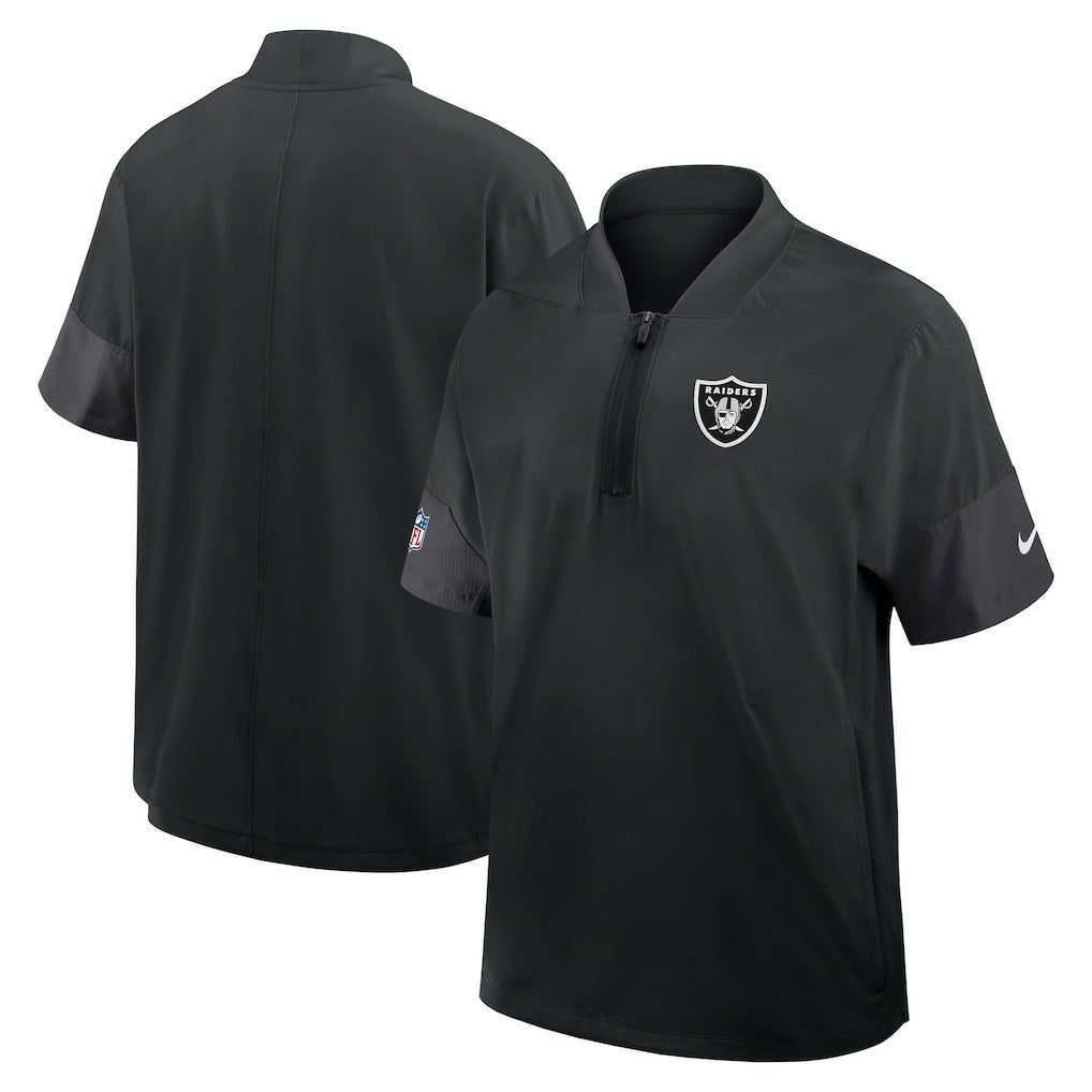 Las Vegas Raiders Sideline Short Sleeve Quarter-Zip Dri-FIT Coach Jacket - Black cheap