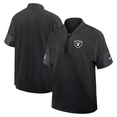 Las Vegas Raiders Sideline Short Sleeve Quarter-Zip Dri-FIT Coach Jacket - Black cheap