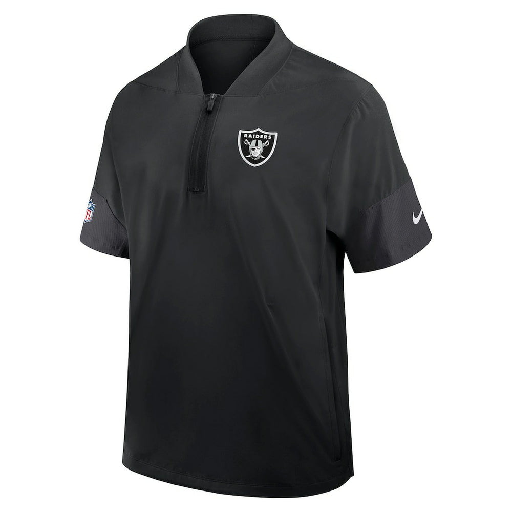 Las Vegas Raiders Sideline Short Sleeve Quarter-Zip Dri-FIT Coach Jacket - Black cheap