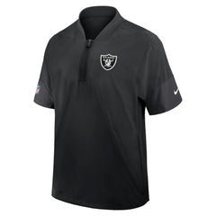 Las Vegas Raiders Sideline Short Sleeve Quarter-Zip Dri-FIT Coach Jacket - Black cheap