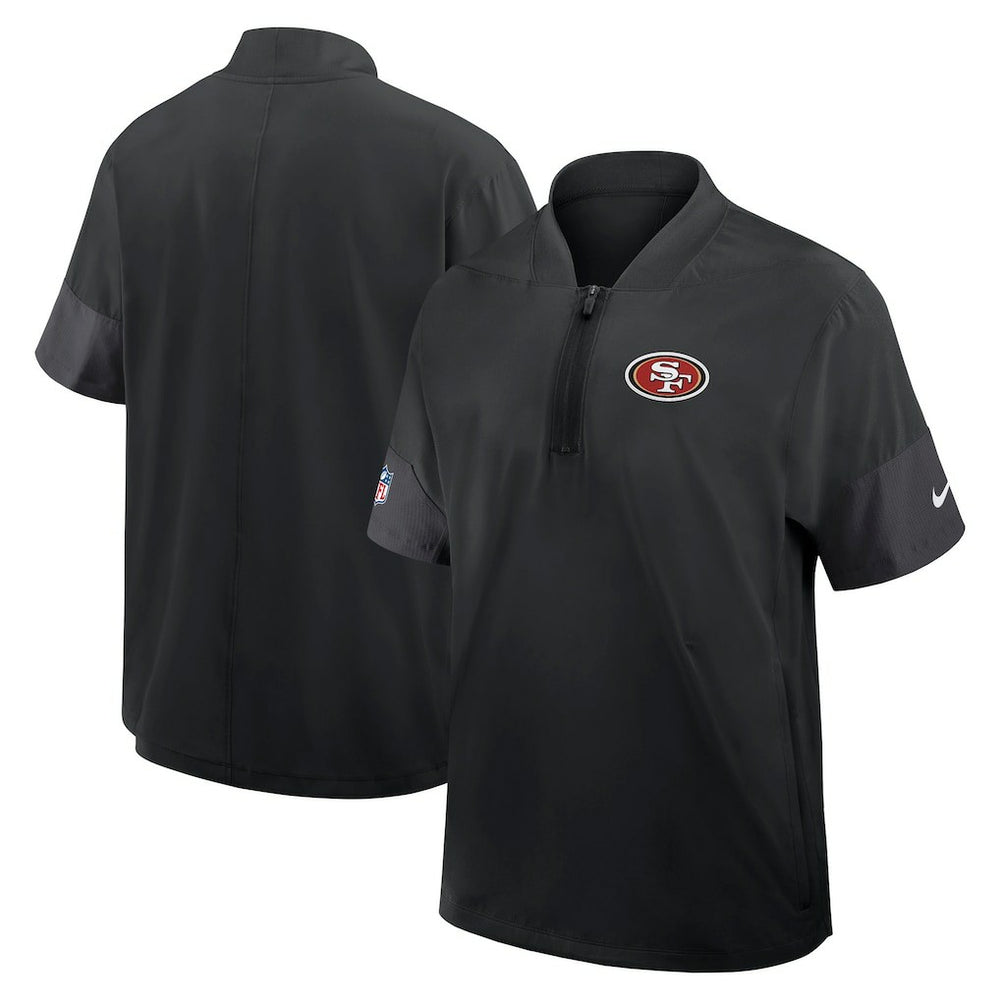 San Francisco 49ers Sideline Short Sleeve Quarter-Zip Dri-FIT Coach Jacket - Black cheap
