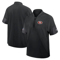 San Francisco 49ers Sideline Short Sleeve Quarter-Zip Dri-FIT Coach Jacket - Black cheap