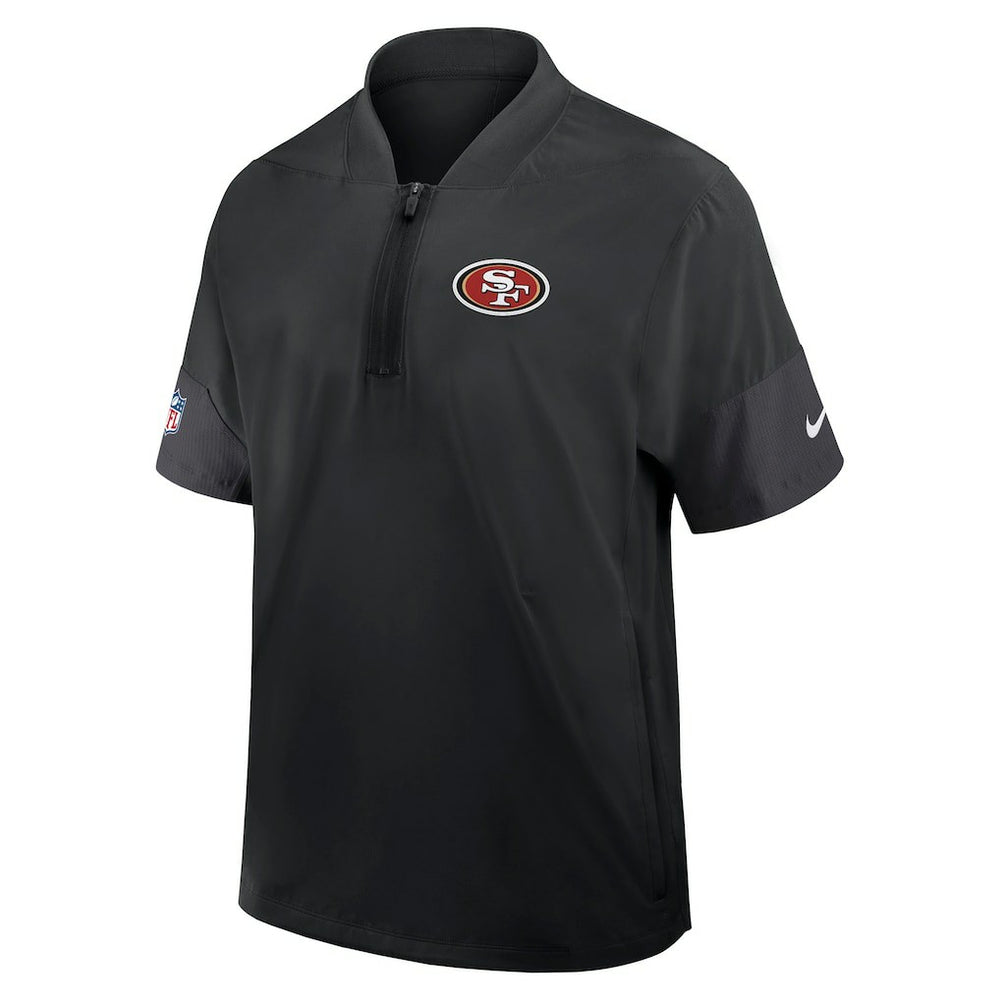 San Francisco 49ers Sideline Short Sleeve Quarter-Zip Dri-FIT Coach Jacket - Black cheap