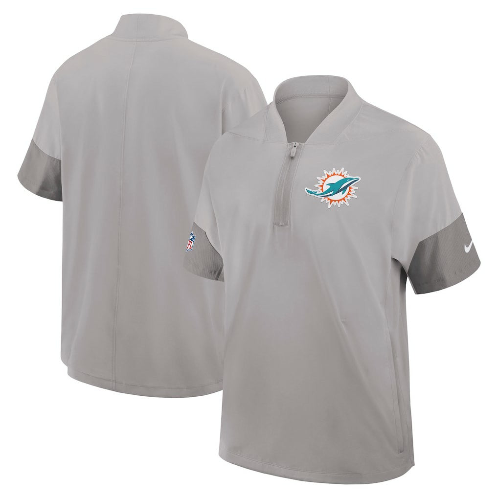 Miami Dolphins Sideline Short Sleeve Quarter-Zip Dri-FIT Coach Jacket - Gray online
