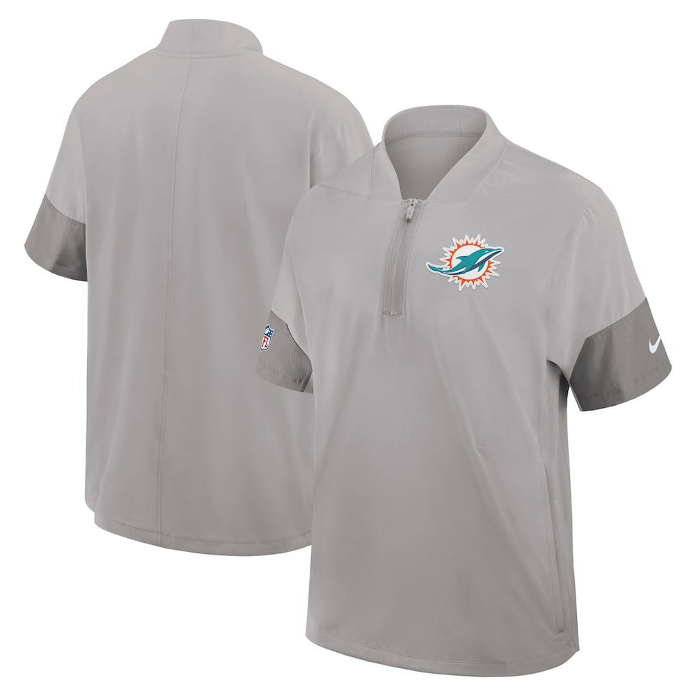 Miami Dolphins Sideline Short Sleeve Quarter-Zip Dri-FIT Coach Jacket - Gray online