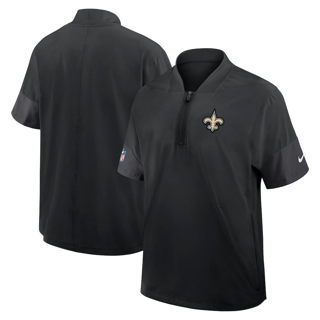 New Orleans Saints Sideline Short Sleeve Quarter-Zip Dri-FIT Coach Jacket - Black on sale