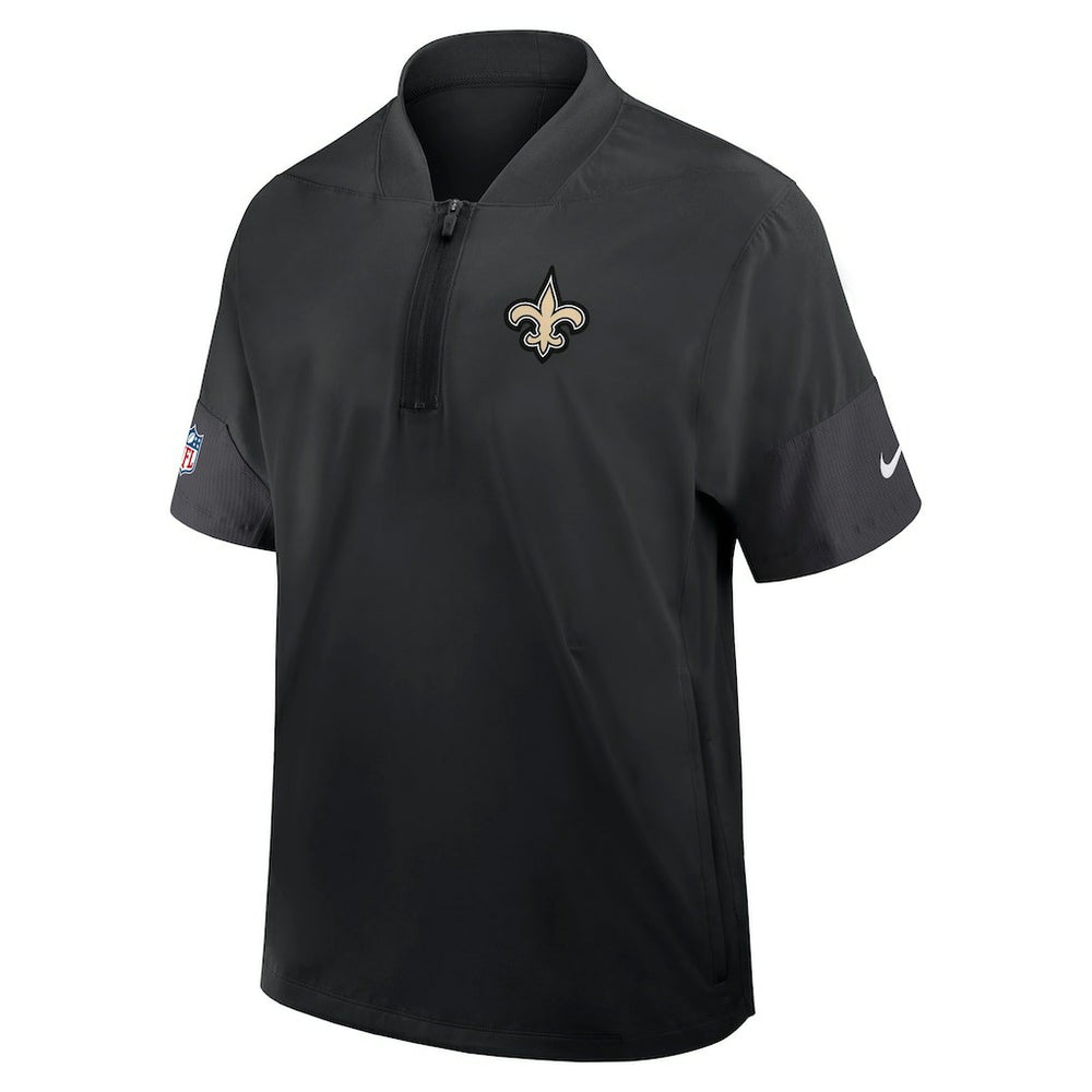 New Orleans Saints Sideline Short Sleeve Quarter-Zip Dri-FIT Coach Jacket - Black on sale
