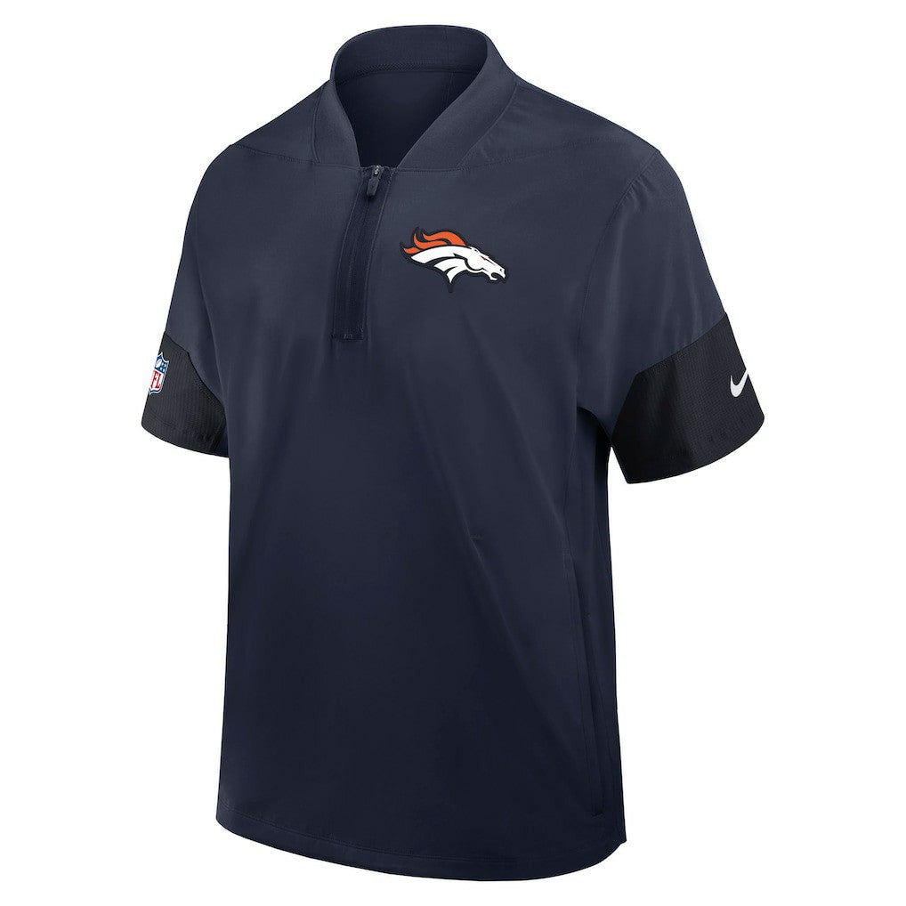 Denver Broncos Sideline Short Sleeve Quarter-Zip Dri-FIT Coach Jacket - Navy for sale