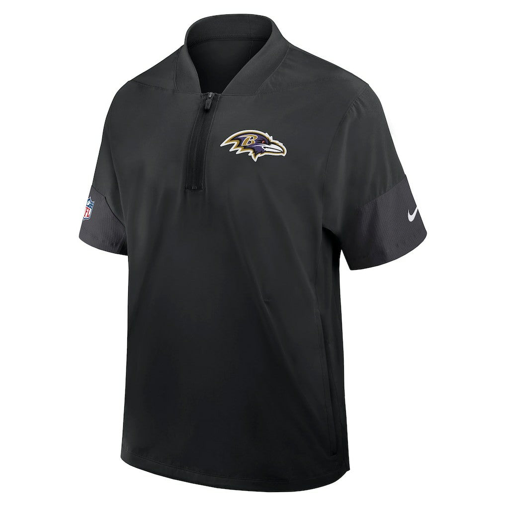 Baltimore Ravens Sideline Short Sleeve Quarter-Zip Dri-FIT Coach Jacket - Black on sale