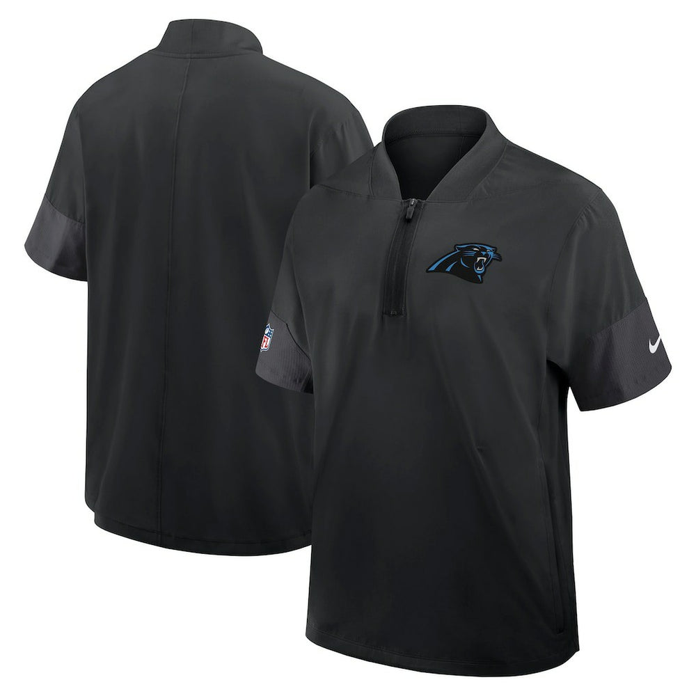 Carolina Panthers Sideline Short Sleeve Quarter-Zip Dri-FIT Coach Jacket - Black outlet