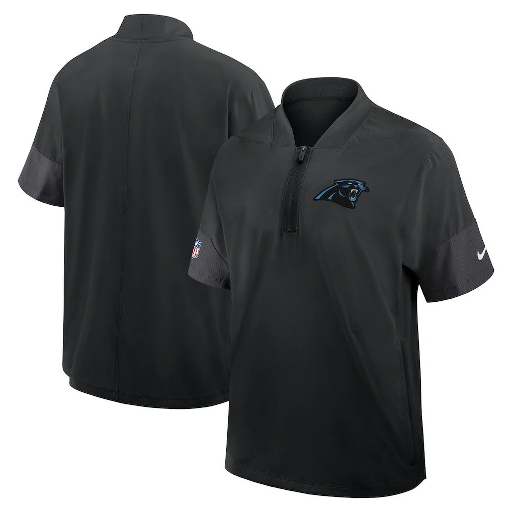 Carolina Panthers Sideline Short Sleeve Quarter-Zip Dri-FIT Coach Jacket - Black outlet