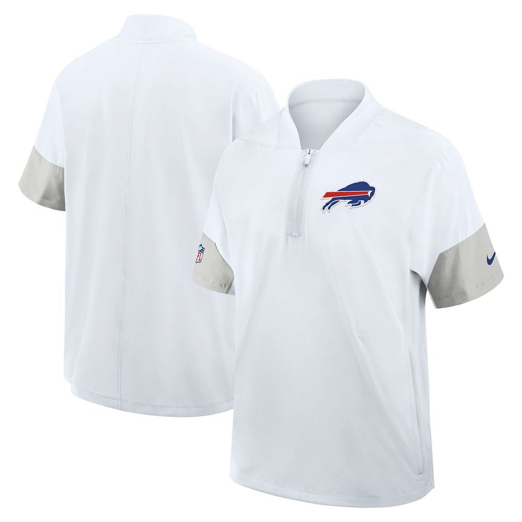 Buffalo Bills Sideline Short Sleeve Quarter-Zip Dri-FIT Coach Jacket - White on sale