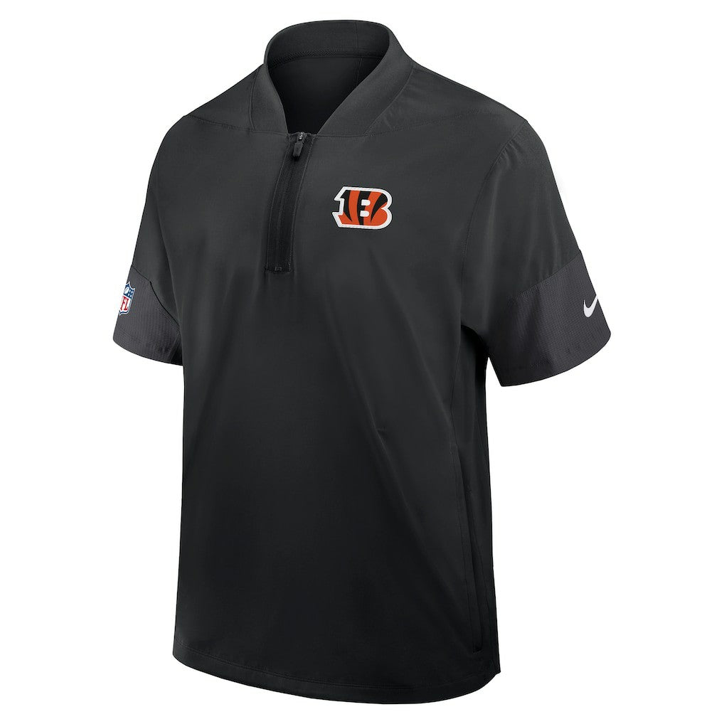 Cincinnati Bengals Sideline Short Sleeve Quarter-Zip Dri-FIT Coach Jacket - Black sale
