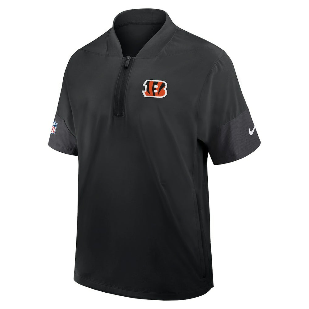Cincinnati Bengals Sideline Short Sleeve Quarter-Zip Dri-FIT Coach Jacket - Black sale