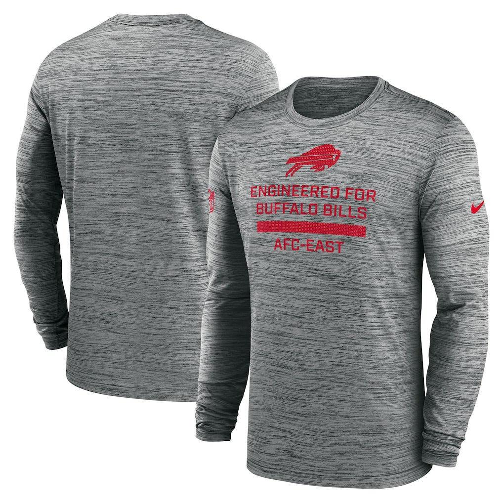 Buffalo Bills Sideline Velocity Performance Long Sleeve T-Shirt - Gray for sale