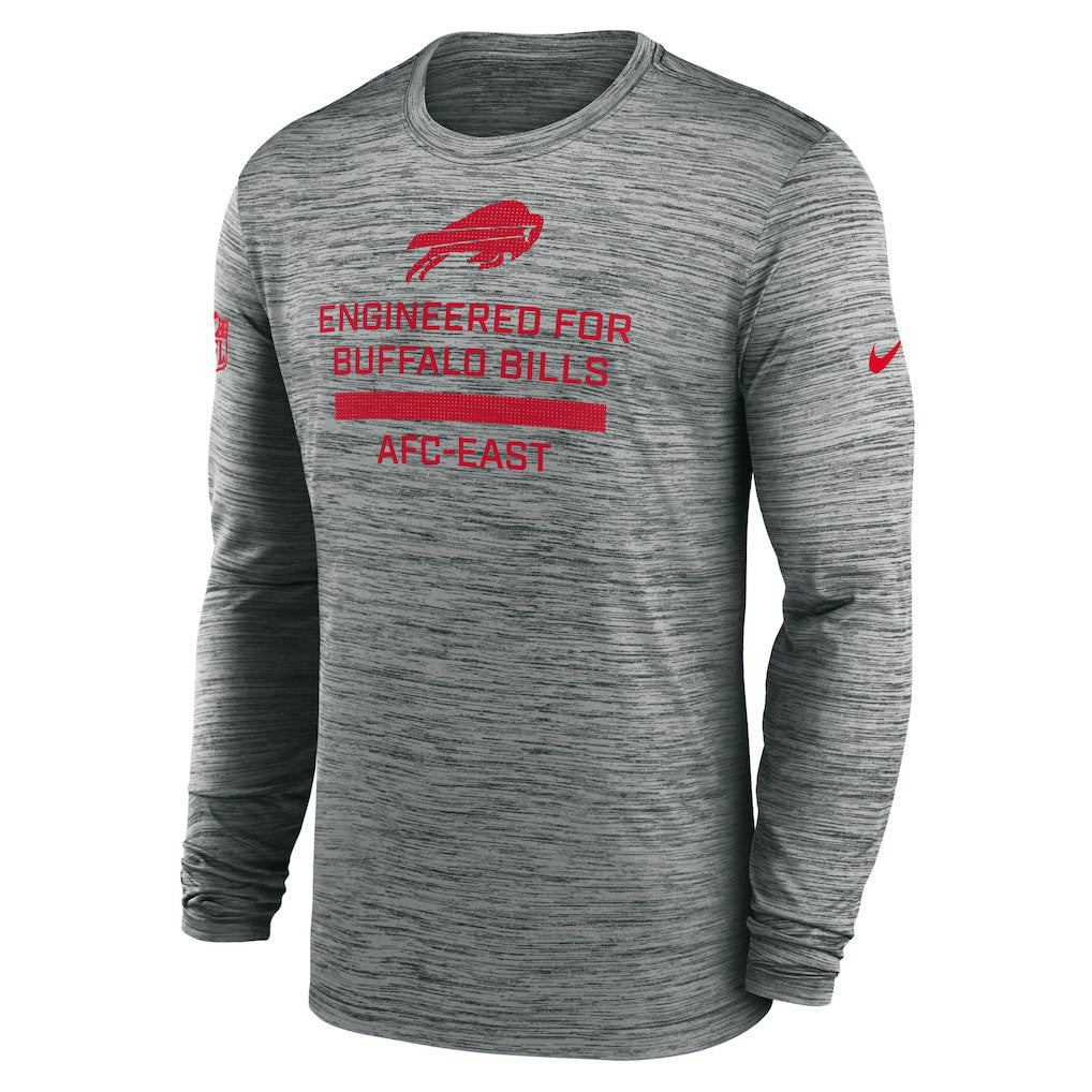 Buffalo Bills Sideline Velocity Performance Long Sleeve T-Shirt - Gray for sale