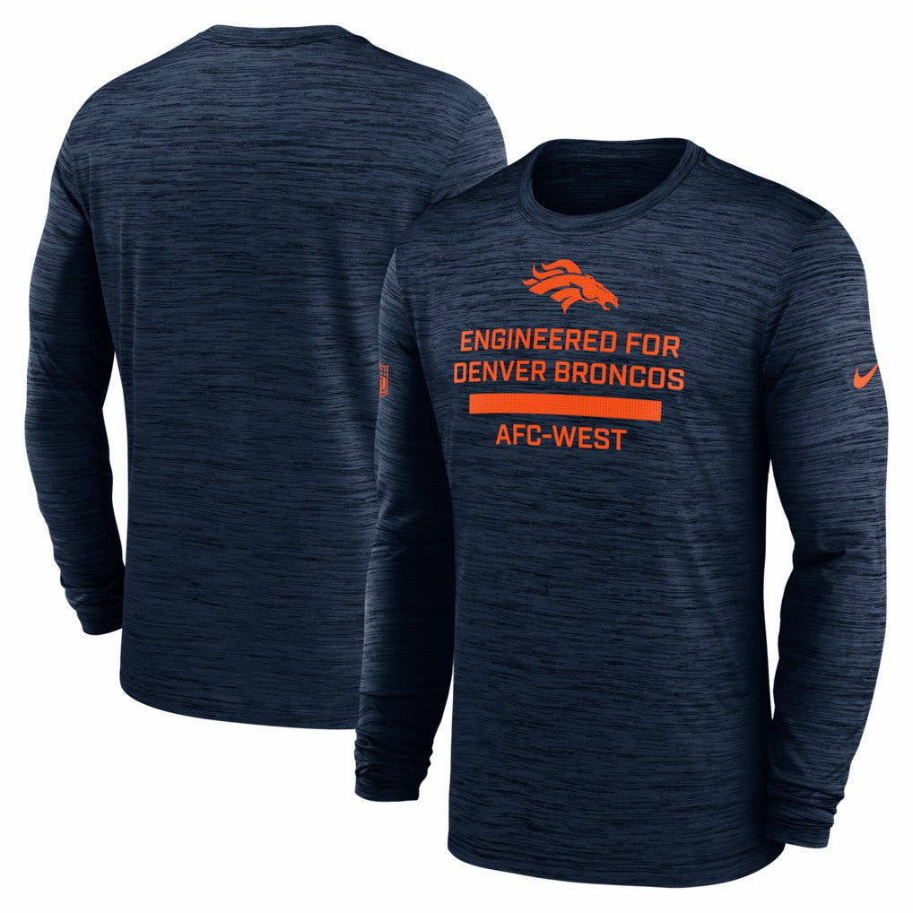 Denver Broncos Sideline Velocity Performance Long Sleeve T-Shirt - Navy sale