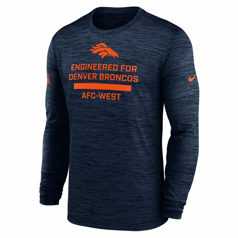 Denver Broncos Sideline Velocity Performance Long Sleeve T-Shirt - Navy sale