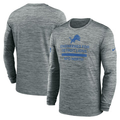 Detroit Lions Sideline Velocity Performance Long Sleeve T-Shirt - Gray discount