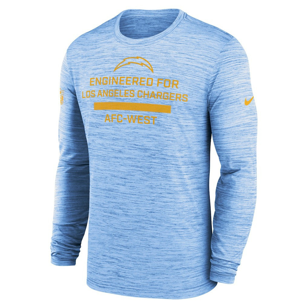 Los Angeles Chargers Sideline Velocity Performance Long Sleeve T-Shirt - Powder Blue on sale