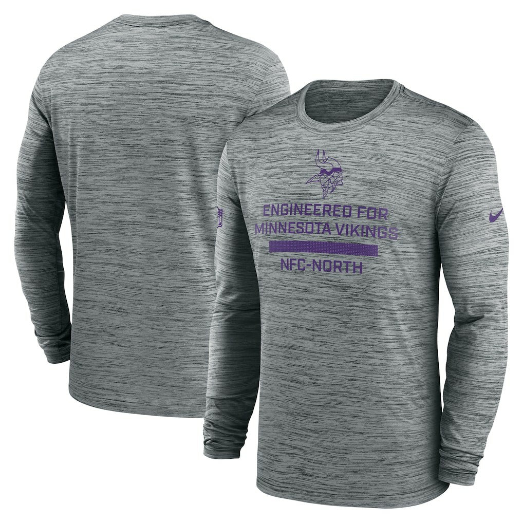 Minnesota Vikings Sideline Velocity Performance Long Sleeve T-Shirt - Gray outlet