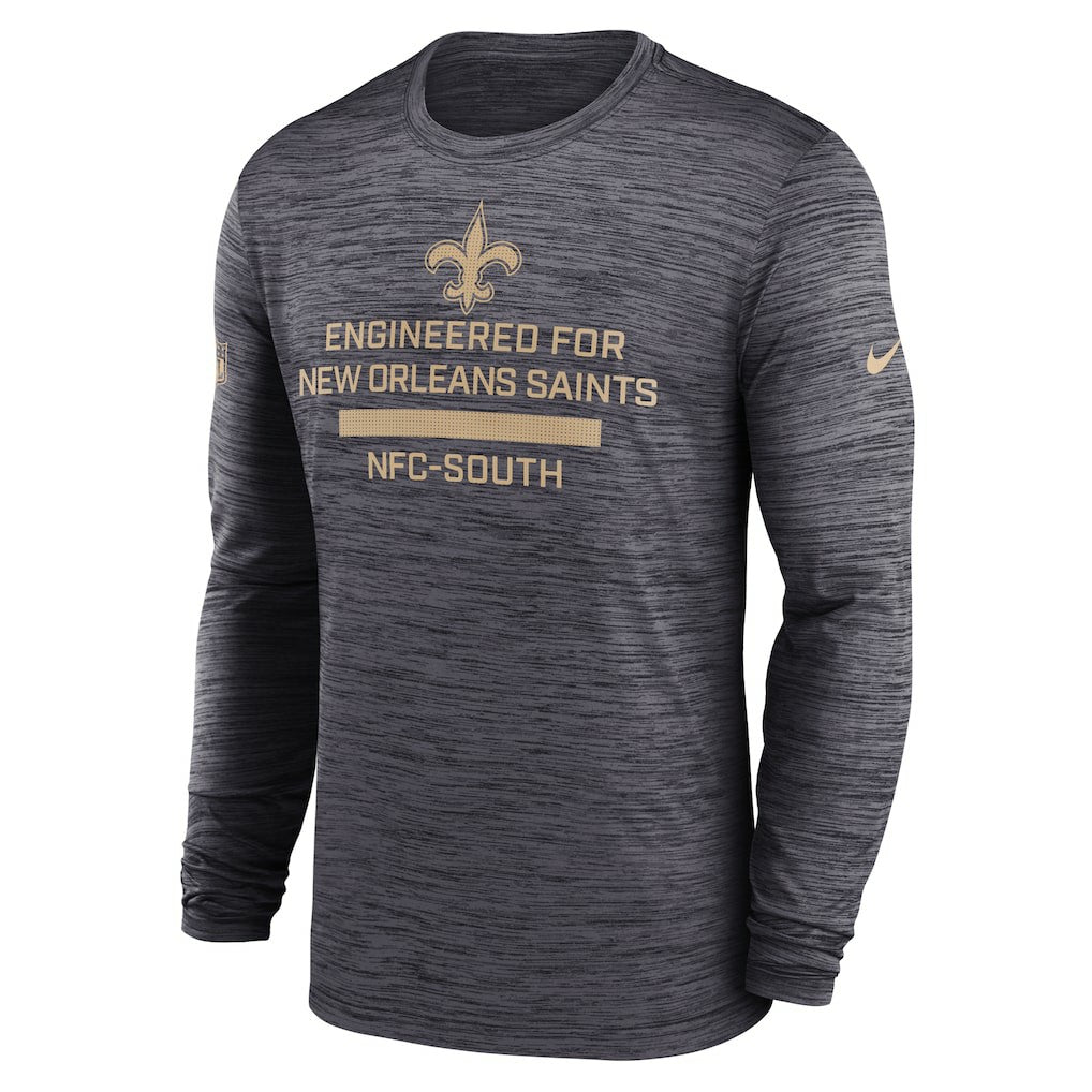 New Orleans Saints Sideline Velocity Performance Long Sleeve T-Shirt - Black discount